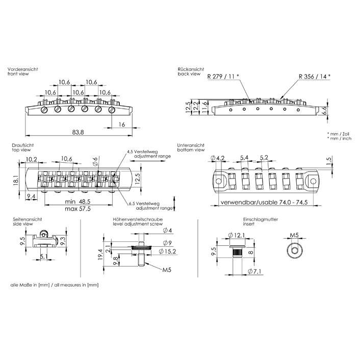 Schaller STM Bridge | Gibson-style Bridges | Bridges, Tailpieces | Hardware  | Parts | Rockinger Guitars